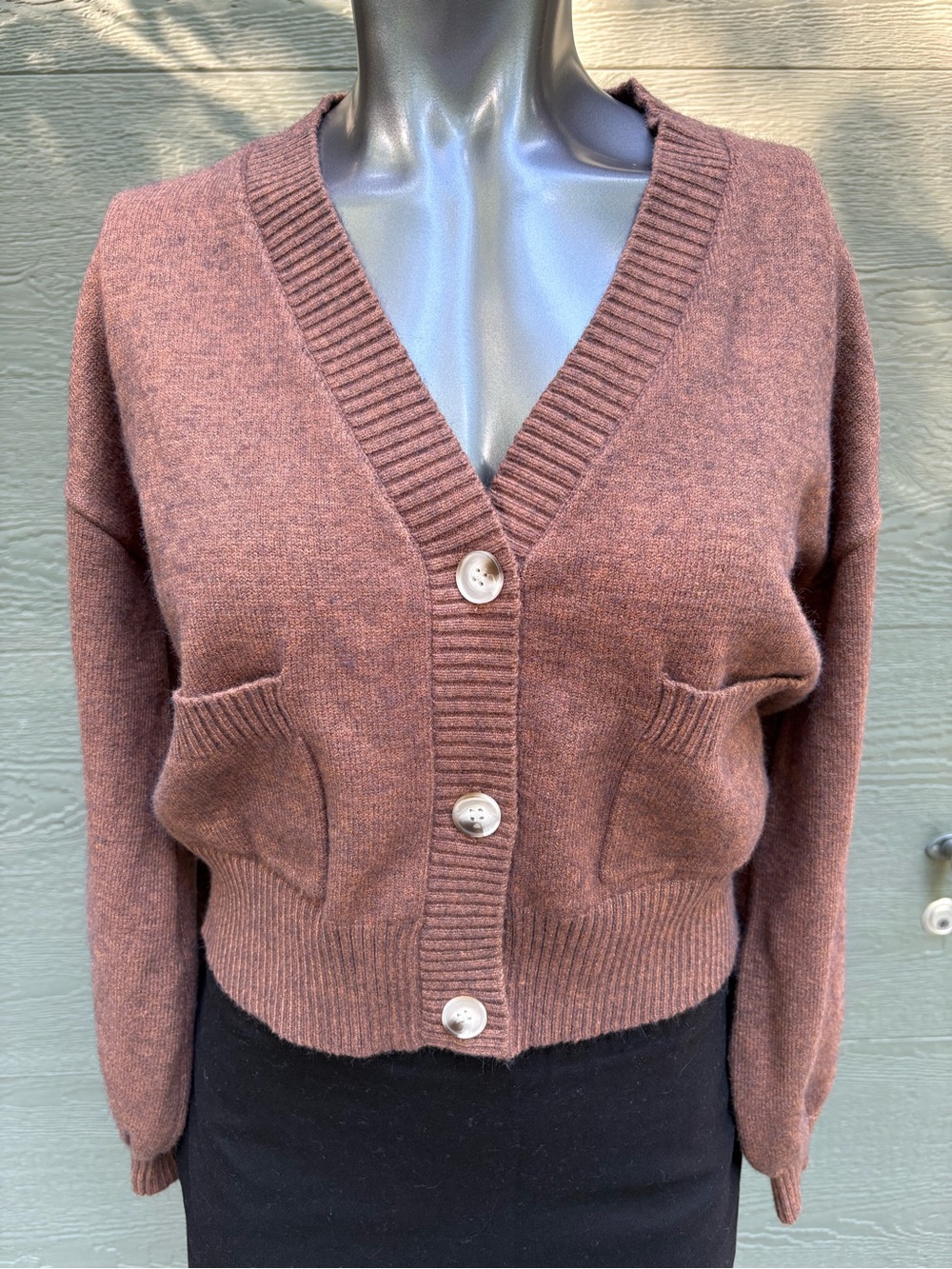 MINKPINK Mithra Cropped Cardigan Sweater in Copper